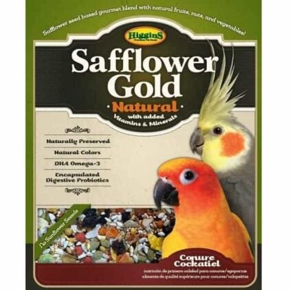 Higgins Safflower Gold Conure Cockatiel Food No Sunflower 25 lb