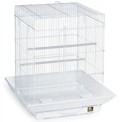 Clean Life Flat Top Bird Cage for Small Birds 850 White
