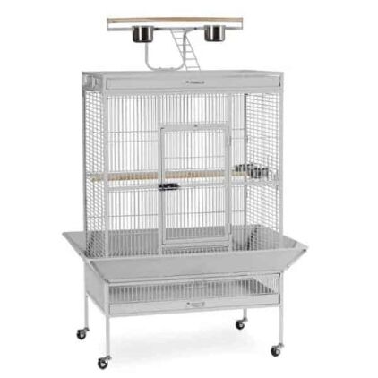 Play Top Bird Cage for Medium Large Parrots by Prevue 3154 Pewter