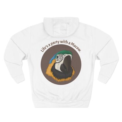 Macaw Print Fleece Hoodie | Cozy Sweatshirt, Tropical Party Gear, Unique Gift, Wildlife Lover's Apparel, Casual Wear
