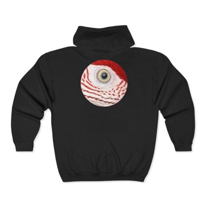 Windy City Parrot Hooded Sweatshirt, Unique Zip Up, Casual Wear, Trendy Gift, Animal Lover Apparel, Comfortable Outerwear, Urban Style