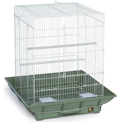 Clean Life Flat Top Bird Cage for Small Birds 850 Green White