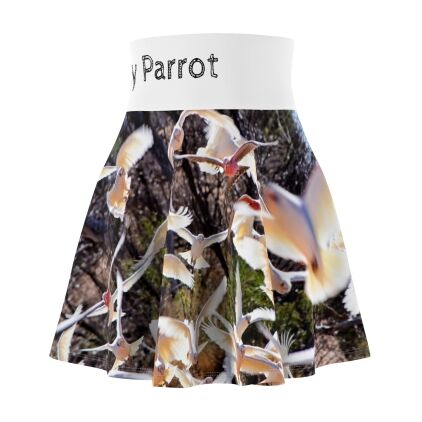 Whimsical Women's Skater Skirt, Cute Spring Fashion, Parrot Print, Fun Party Outfit, Summer Wardrobe Essential, Gift for Her
